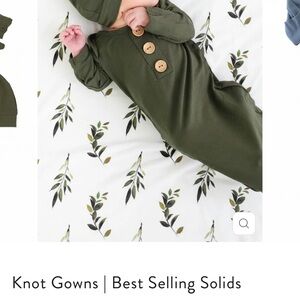 Caden Lane Olive Green Baby Knot Gown